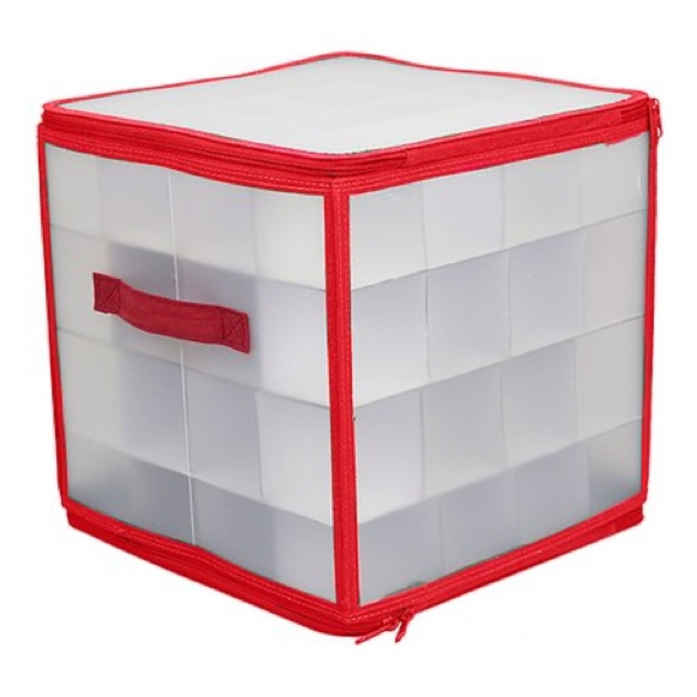 Home Basics 64-Compartment Zippered Christmas Ornament Storage Bag EUC